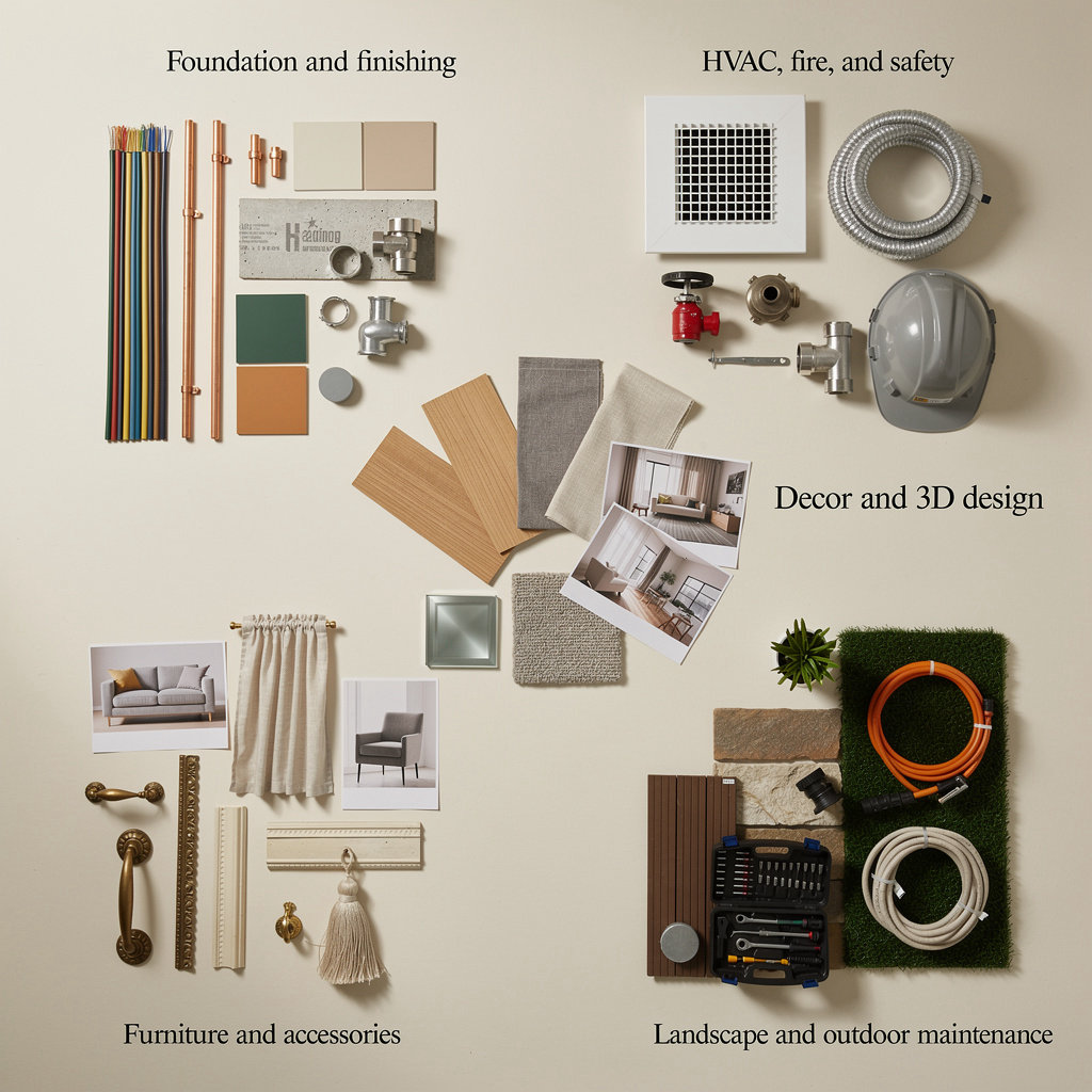 Bunyan General Contracting and Decoration comprehensive services including finishing, electrical, plumbing, HVAC, interior design, and landscaping